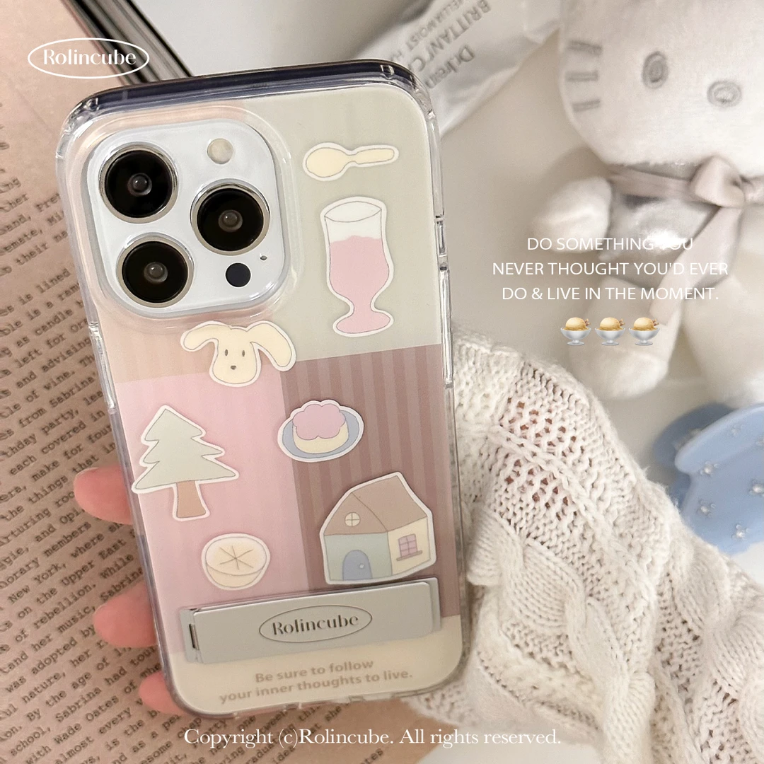Rolincube原创苹果15promax手机壳可爱折叠支架iphone14/13保护套