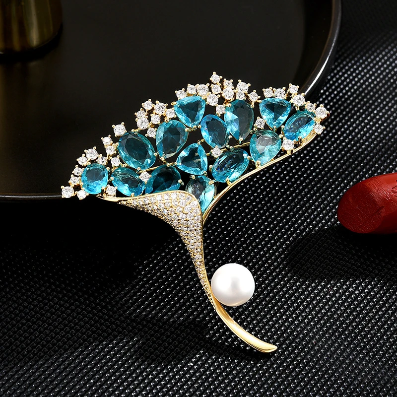 铜合金胸针 银杏叶胸针高端精致时尚百搭配饰胸针衣服包包装饰品