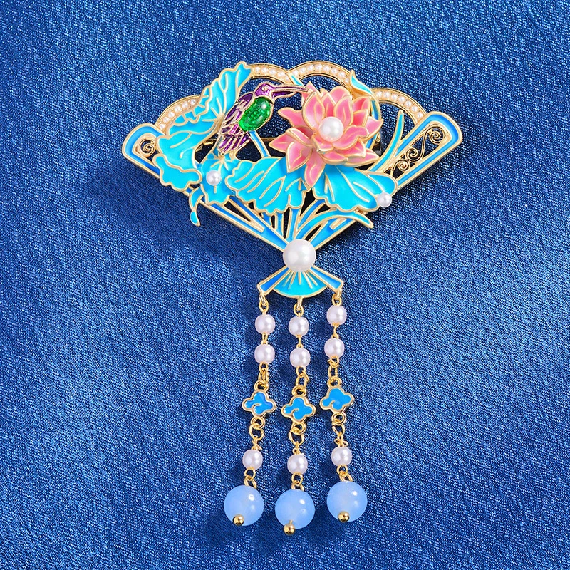 铜合金胸针 511珐琅胸针流苏景泰蓝中国风高端别针配饰品