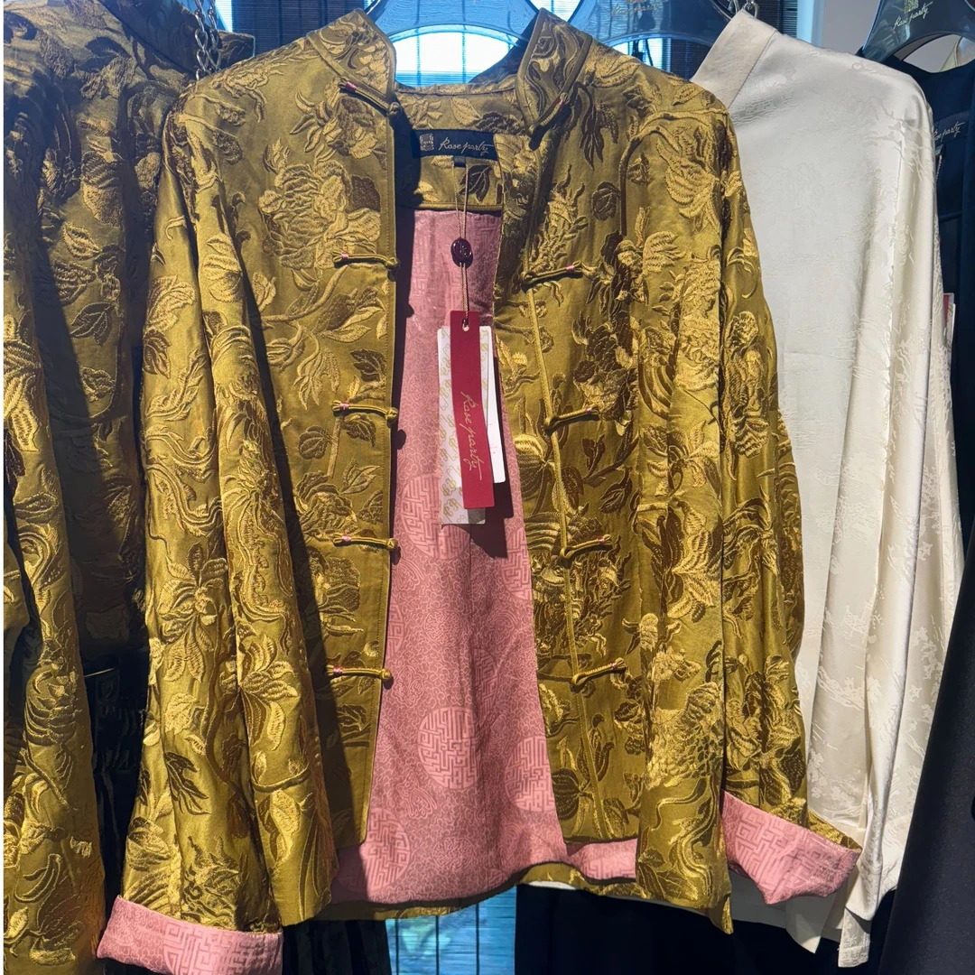 凤禧202春秋款姜黄色新中式国风拼色提花宽松外套时尚