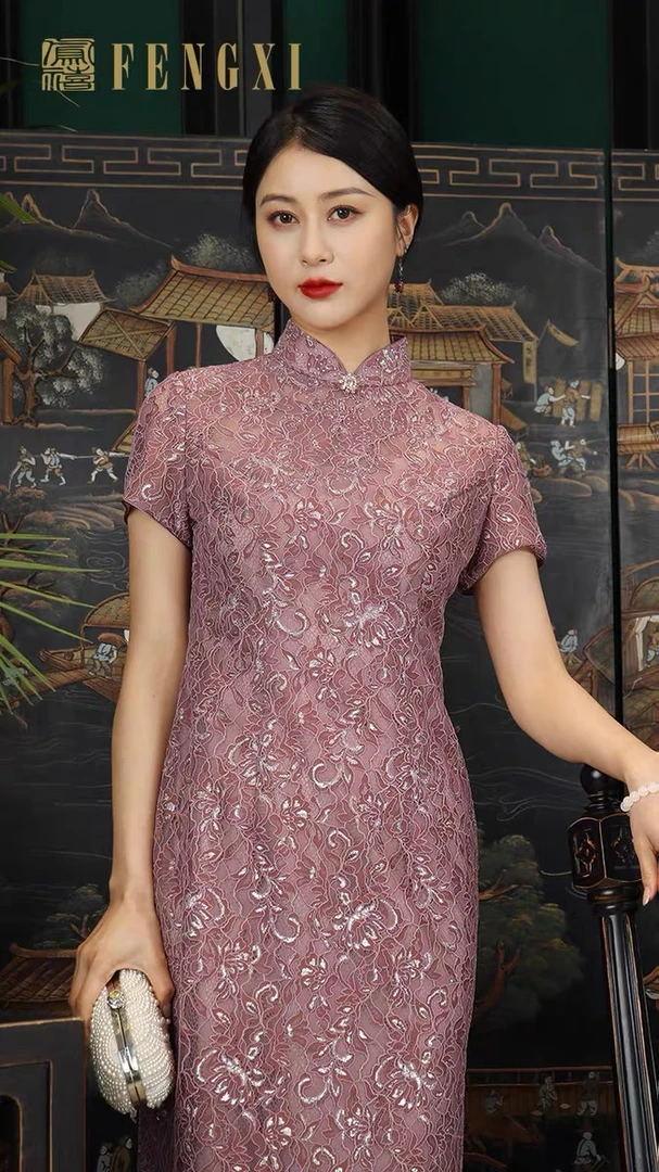 凤禧时尚婚宴礼服中式结婚喜婆婆旗袍新款宴会长款凤禧旗袍工厂店