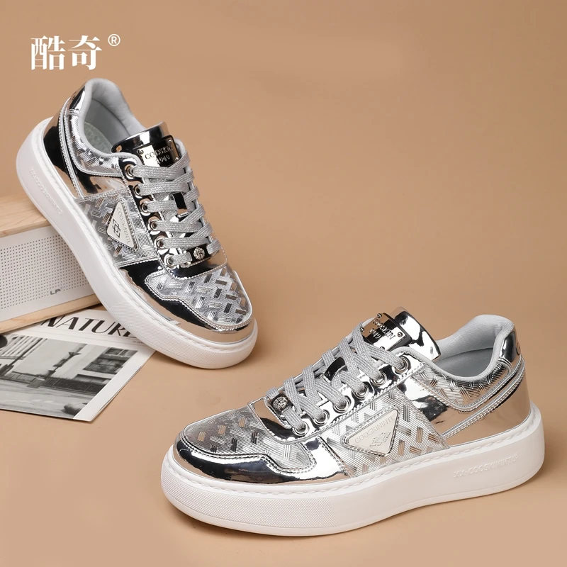 酷奇新款潮流男士透气休闲印花时尚潮男运动百搭板鞋鞋子潮鞋