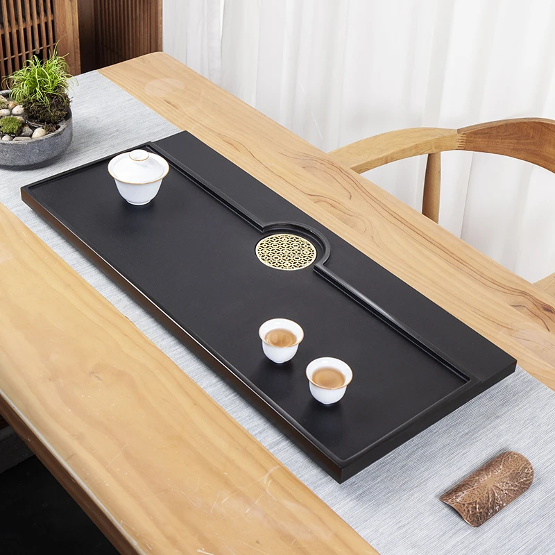 乌金石茶盘一整套整块石材家用茶台茶桌大号茶海石茶台小型茶托盘
