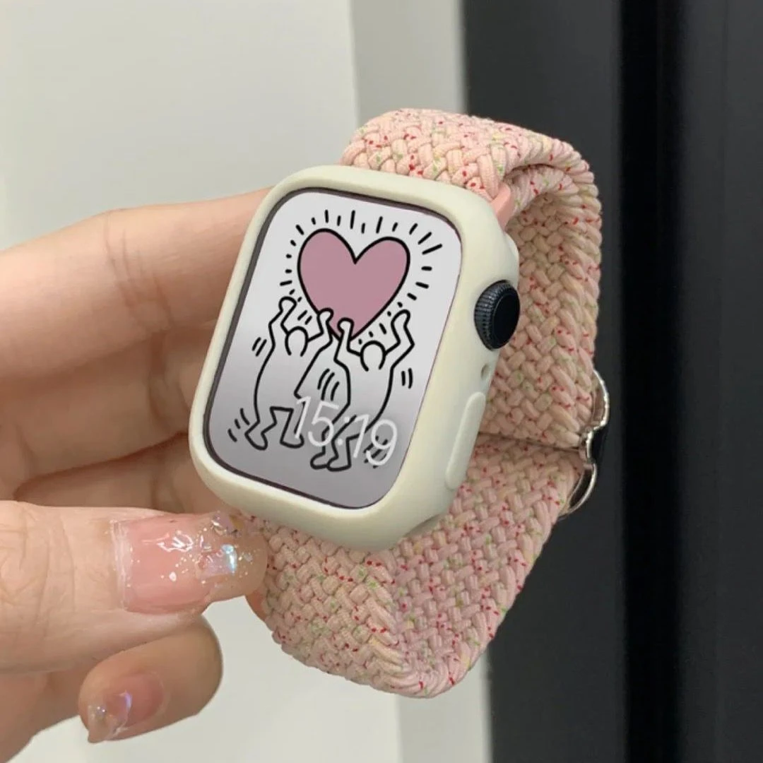 适用苹果apple华强北S7滑扣编织手表带watch6代尼龙54321SE代通用