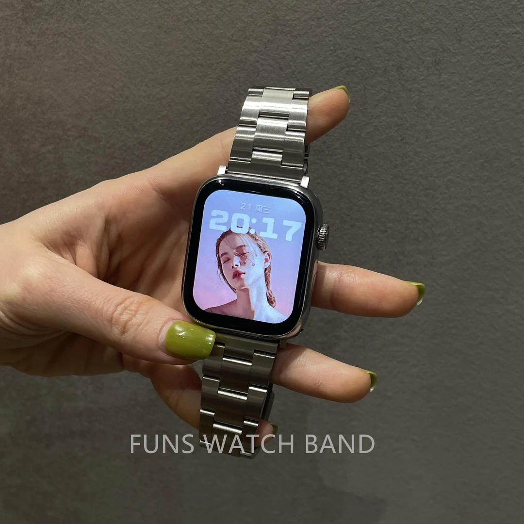 适用AppleiwatchS1098苹果快拆式小蛮腰金属钢带表带高级感se22mm