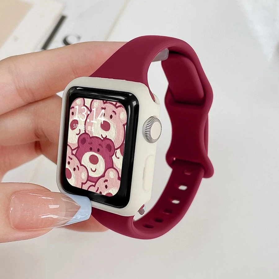 适用iwatch表带保护壳硅胶applewatchS10987se手表带苹果表带