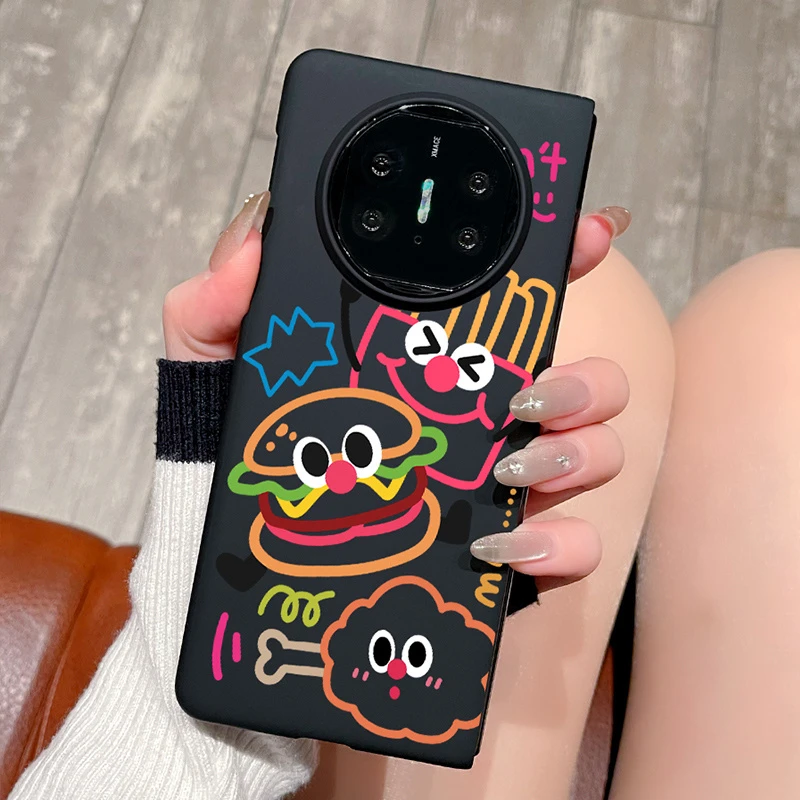 适用华为mateX5手机壳新款卡通汉堡X3折叠屏保护套小众X5肤感超薄