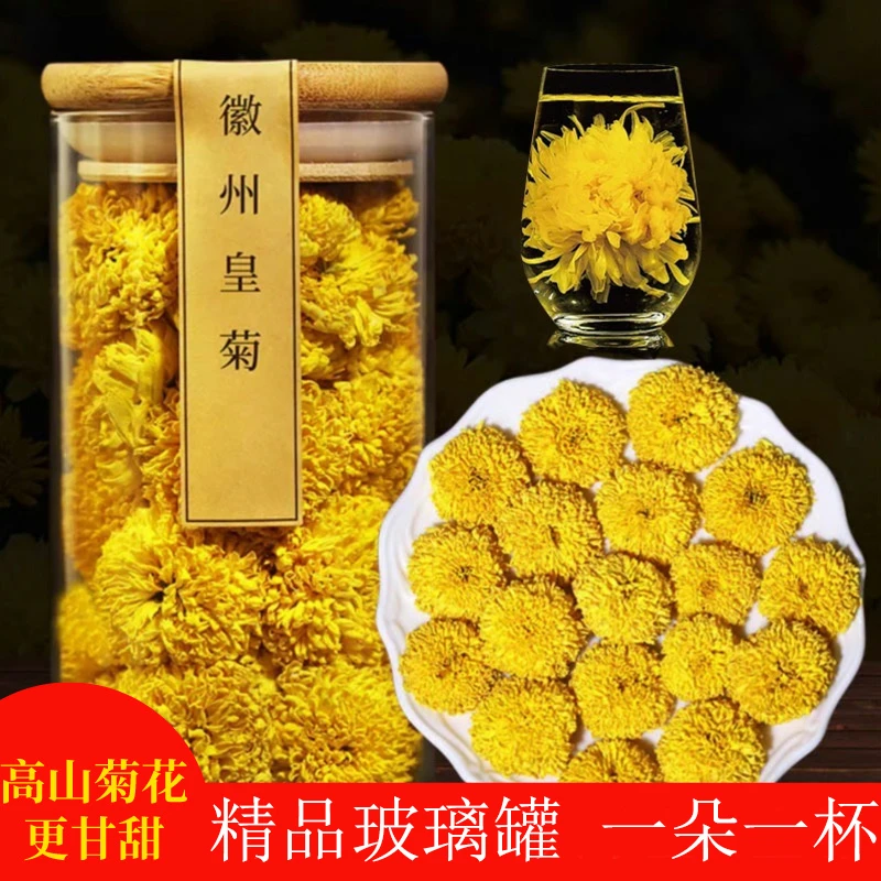 徽源菊花茶头采徽州皇菊婺特源级一朵一杯手工挑选绣球菊花