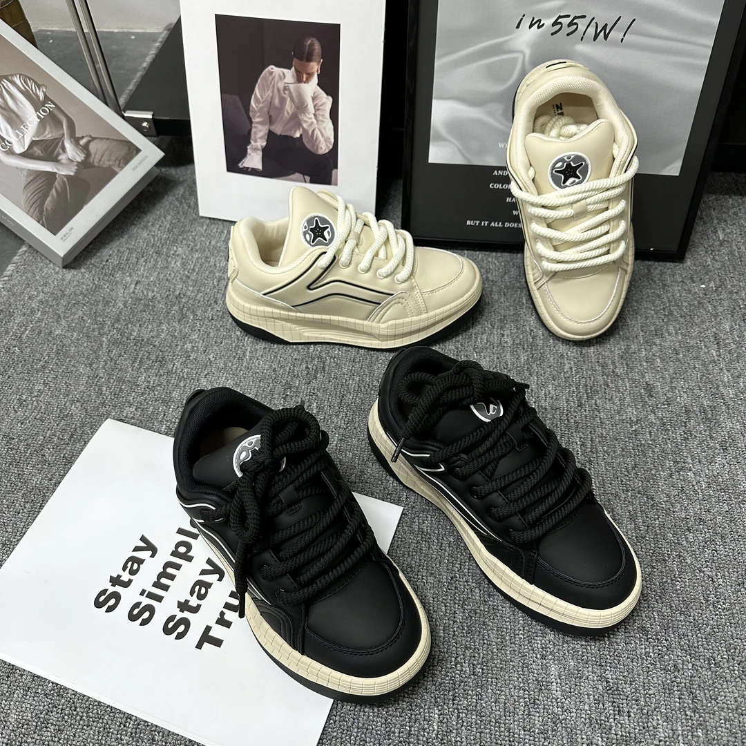 冬季新品厚底百搭网红休闲增高系带超火运动鞋  082  高版