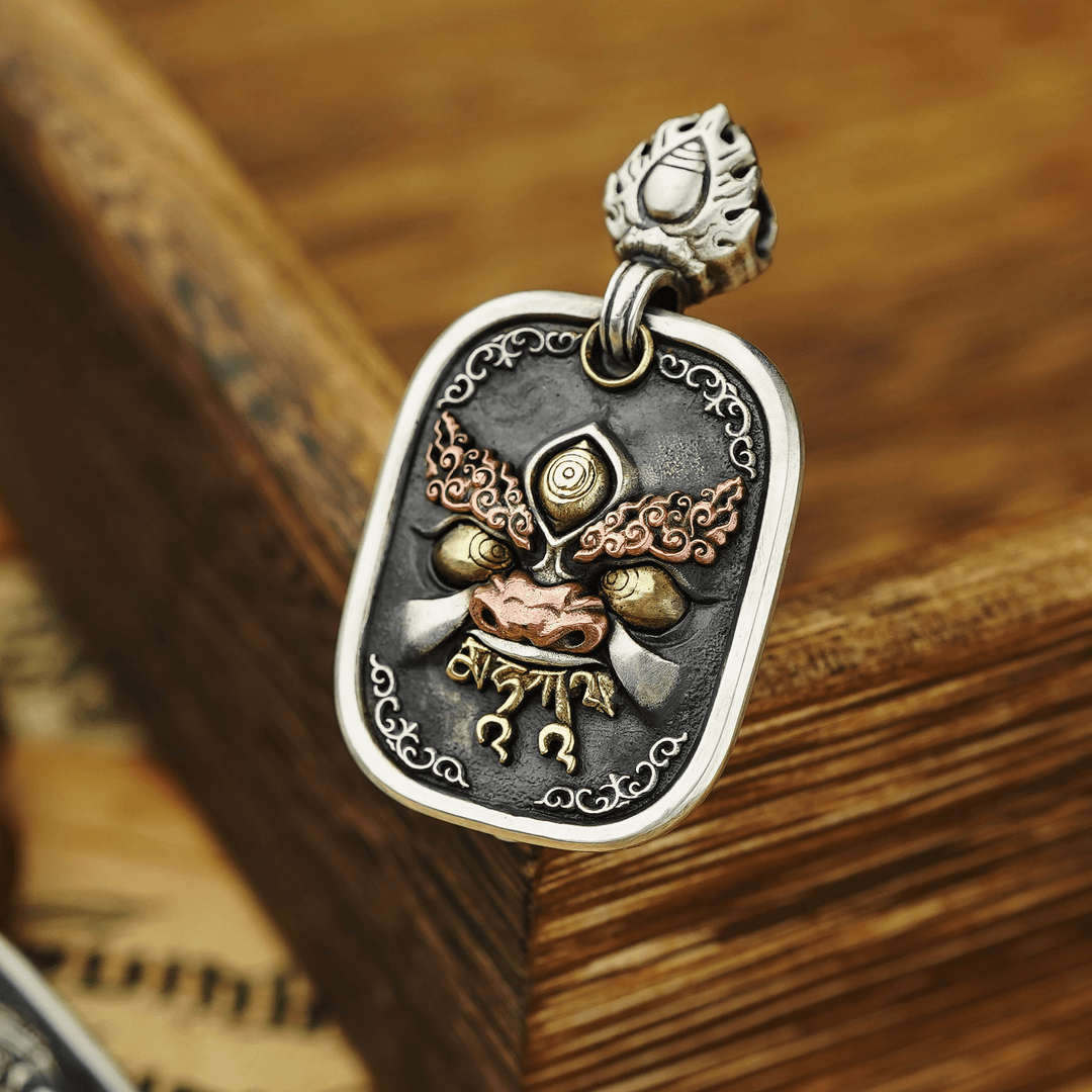 吊坠925银 【隐西造物】国风潮流小众传统藏传黑财神吊牌吊坠项链