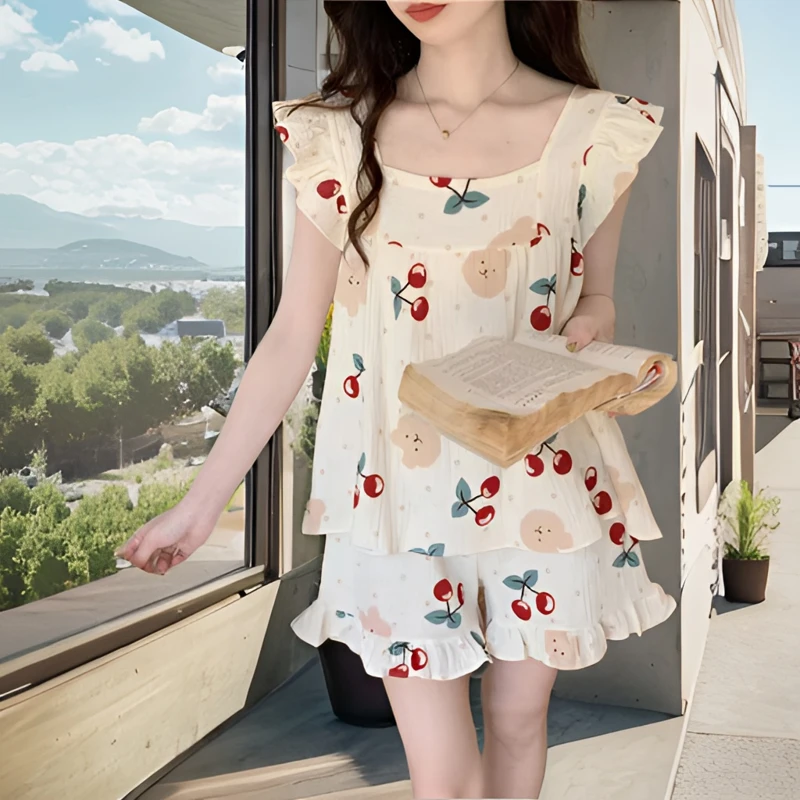 睡衣女夏季吊带薄款网红可爱新款女士可外穿直播家居服套装夏天