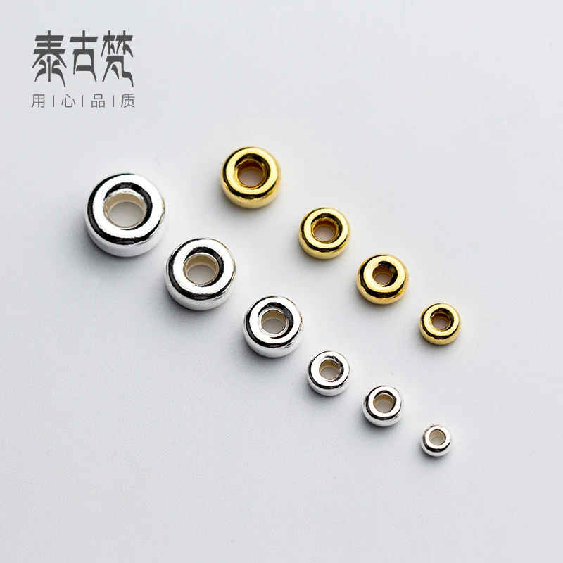 吊坠925银 【满19包邮】0150-水泡珠圆环车轮珠隔片手工配件
