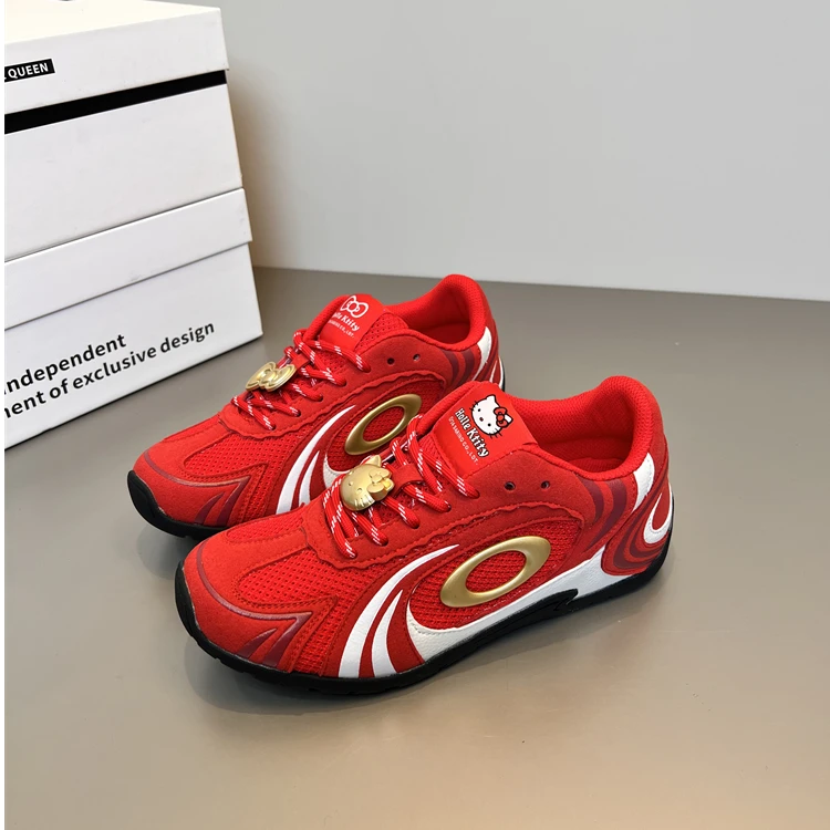 【可熙推荐】2025春季新款复古风红色德训鞋女平底时尚百搭休闲板鞋