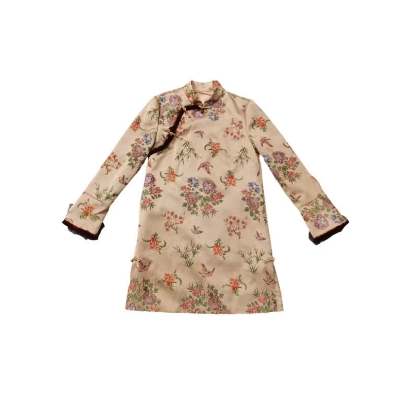 KK颜小新【闭月羞花】新中式国风时尚复古轻奢印花网红连衣裙