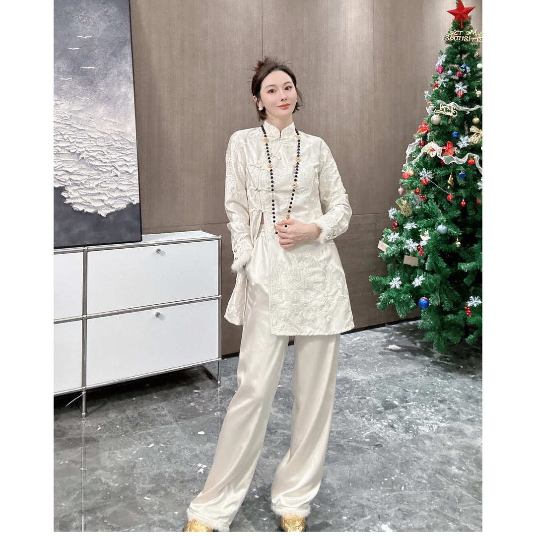 KK颜小新【月里嫦娥】新中式国风时尚气质重工提花套装