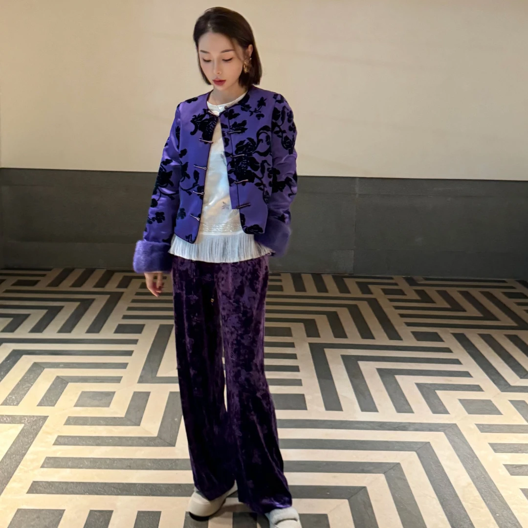 KK颜小新【虞美人】新中式国风刺绣时尚百搭舒适宽松早秋丝绒外套