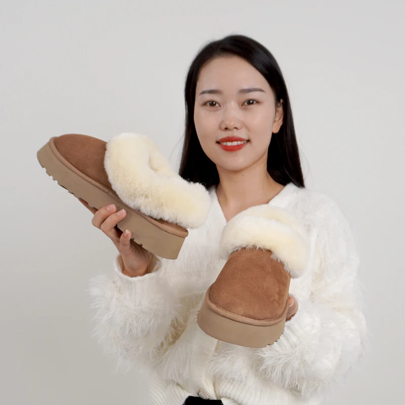 【大喜庆同款】羊皮毛一体雪地靴一脚蹬增高加绒冬季保暖时尚毛毛鞋