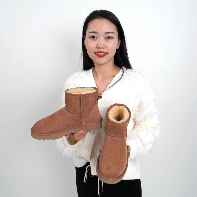 【5854羊皮毛一体】桑坡雪地靴女款冬季百搭加绒保暖低帮短筒雪地靴