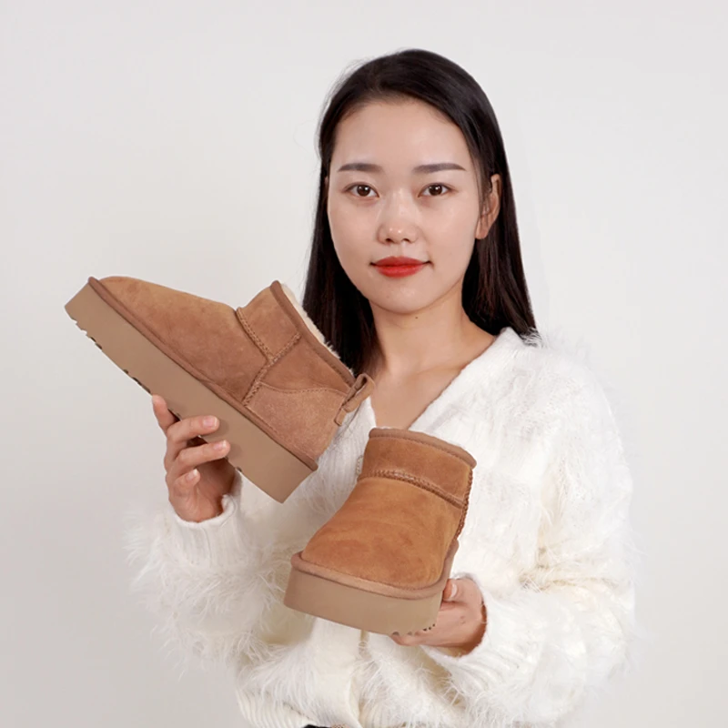 【厚底Mini】周冬雨同款低帮雪地靴桑坡羊皮毛一体冬季保暖百搭短靴