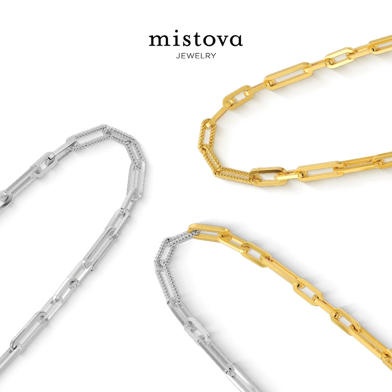 铜合金项链 Mistova设计师品牌链环时空绳结项链轻奢时尚百搭叠戴