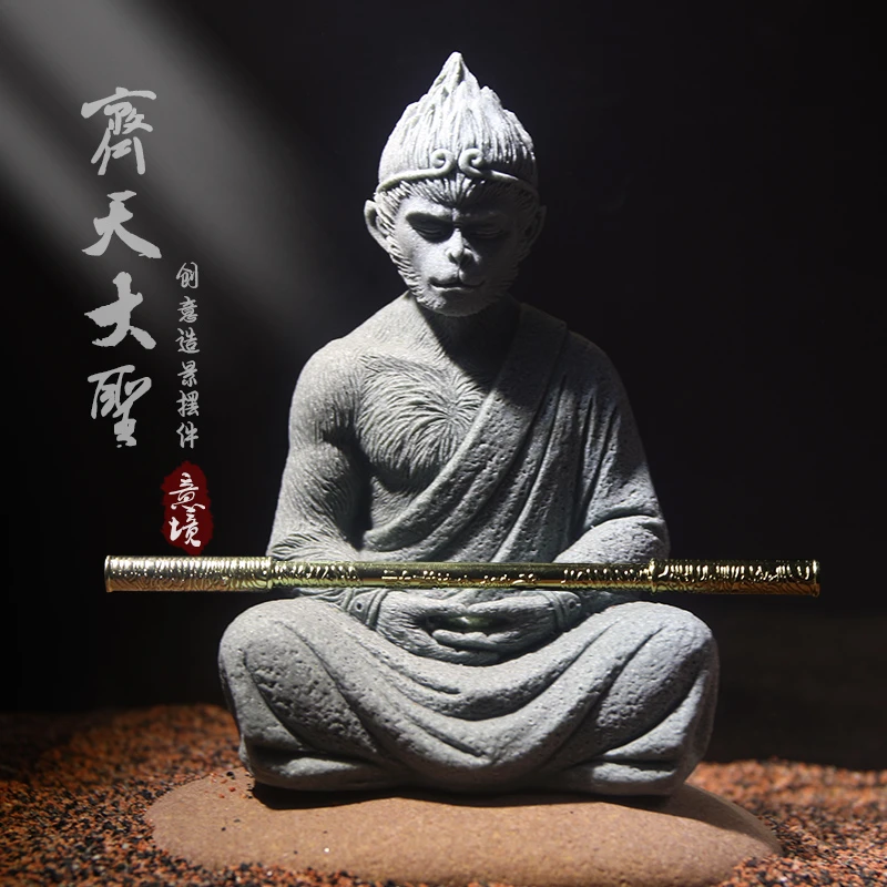 鱼缸水族造景孙悟空摆件佛像佛头盆景微景观装饰水草躲避洞