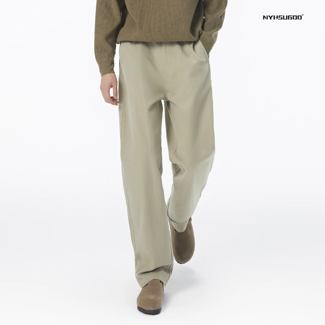 NYHSUGOO/南乙N3009秋季男韩系抽绳全棉休闲裤户外时尚直筒裤