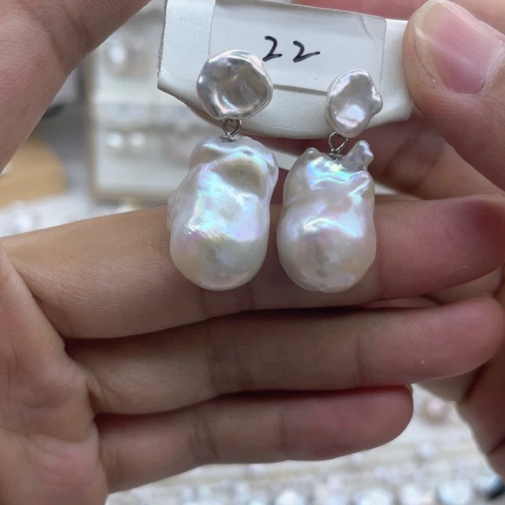 淡水珍珠耳饰银S925镶嵌