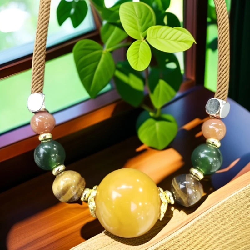 蜜蜡DIY锁骨链  17mm蜜蜡单珠