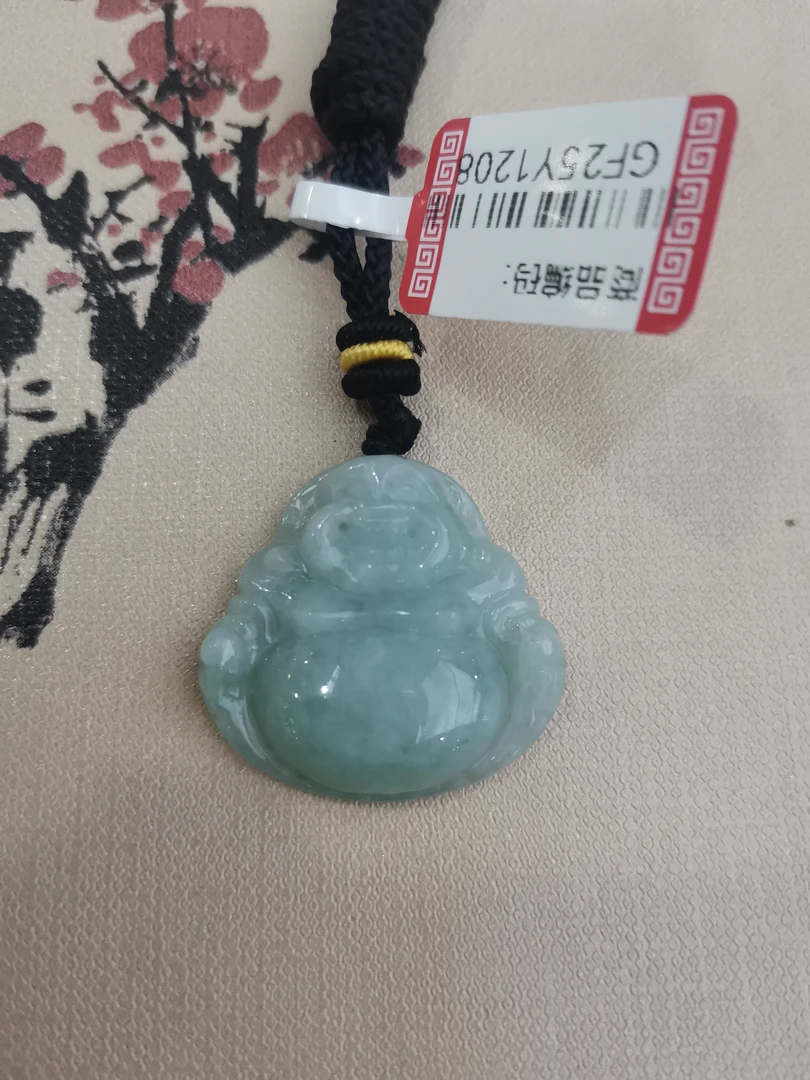 翡翠弥勒佛挂坠 高25.9mm宽27.5mm厚6.4mm