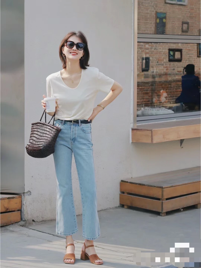 本～夏季24在售款超显瘦百搭九分微喇牛仔裤