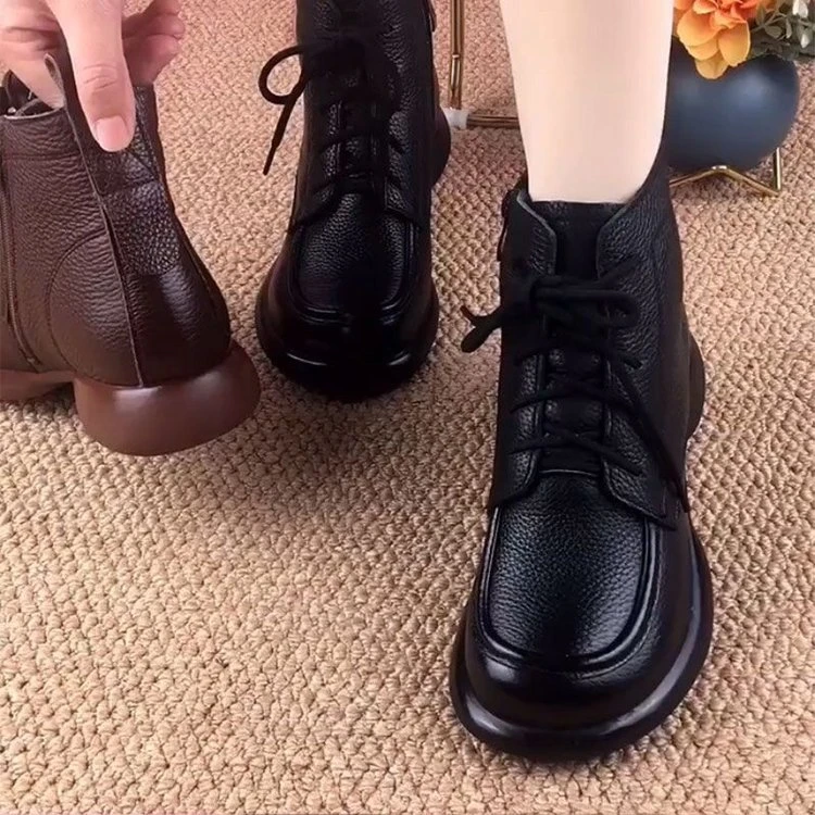 麟闽洋气加绒低帮短靴女冬季新款百搭韩版显马丁靴软底不累女鞋