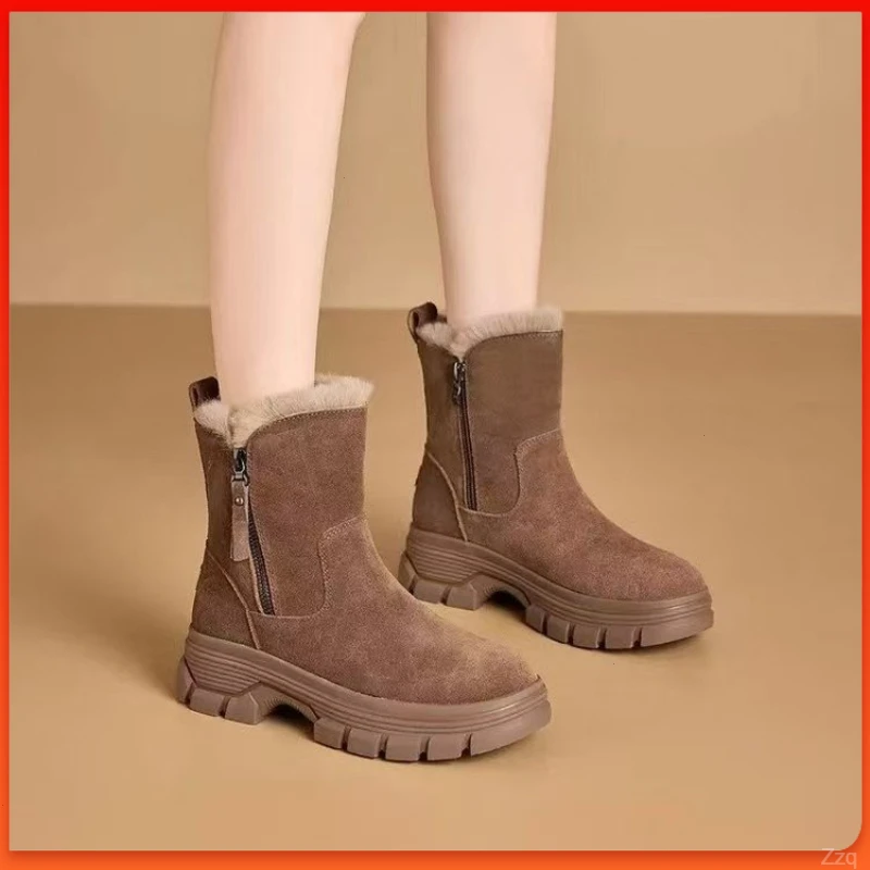 正品雪地靴新款女鞋厚底加绒麟闽女冬女士厚底保暖雪地靴