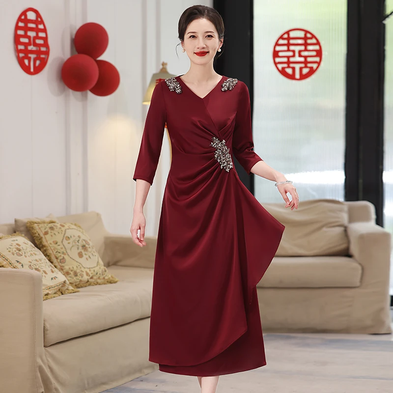 高档喜婆婆喜妈妈长款婚宴礼服高贵时尚气质大码180斤可穿宴会
