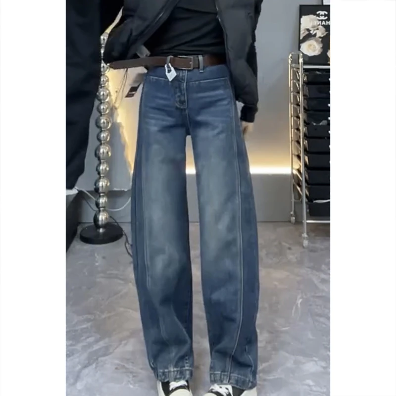 艾塔莉阔腿牛仔裤子显瘦女春夏新款胖mm遮肉弯刀裤梨形大码小个子