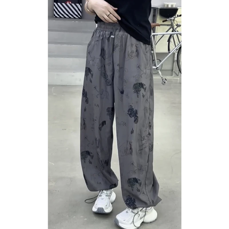 艾塔莉阔腿裤休闲裤子女夏季新款胖mm显瘦大码香蕉裤弯刀裤小个子