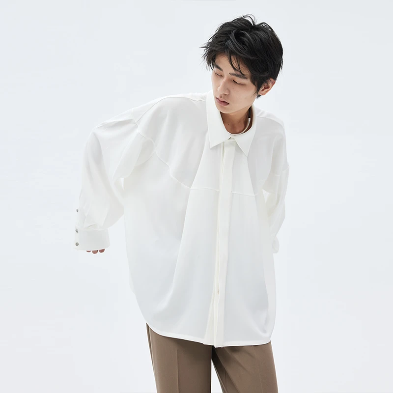 蜕幕| 原创设计黄色气质南瓜衬衫春季新款垂感宽松长袖翻领上衣