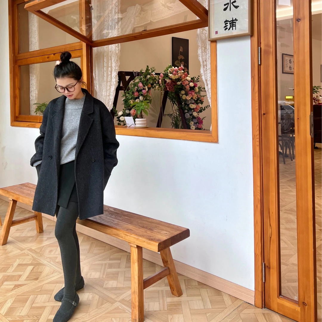 俪妍【LIVELY·YAN】秋冬新款羊毛大衣43327双面呢中长款羊绒时尚