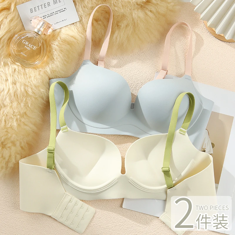 无痕内衣女小胸聚拢显大收副乳防下垂少女士薄款无钢圈文胸罩套装