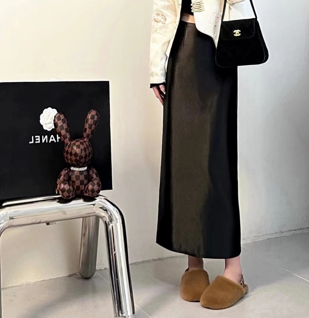 【大西子专属】流金 岁月缎面简约半裙时尚高腰显瘦半身裙205