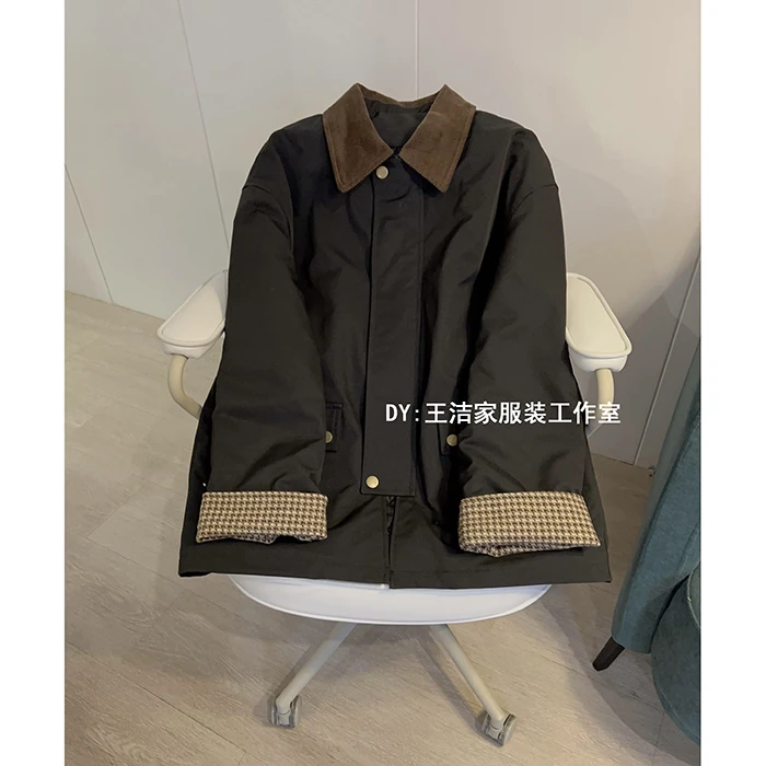 《翻唱》王洁家自制时尚宽松休闲百搭撞色领棉服