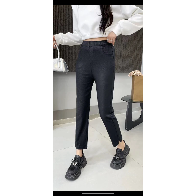 B【帅姐欧货优选】秋冬新款时尚休闲百搭显瘦涂层闪星裤L8810