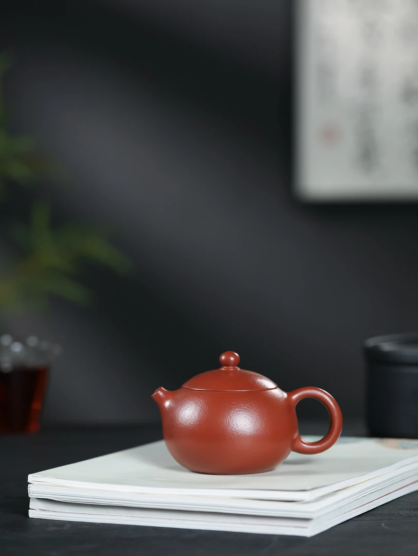 全手工宜兴紫砂壶西施朱泥茶具 西施壶 130CC 原矿朱泥