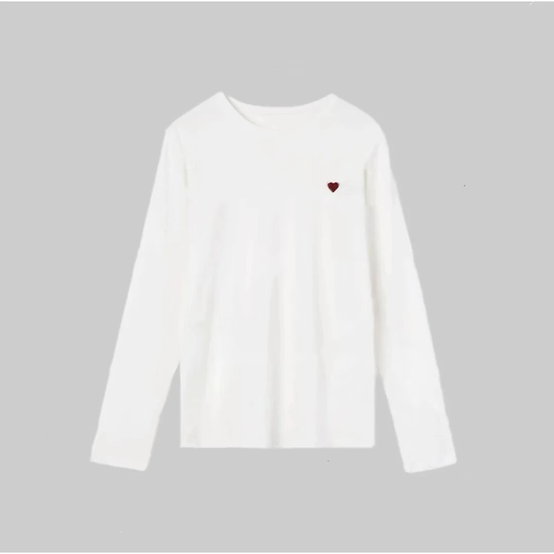 爱心T~2025春秋长袖穿搭新款纯色百搭舒适圆领时尚女T恤