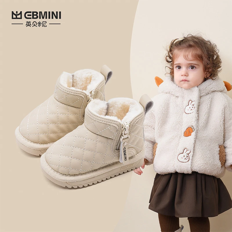 EBMINI/英贝米尼 2023冬季加儿童靴绒舒适宝宝棉鞋公主软底百搭鞋