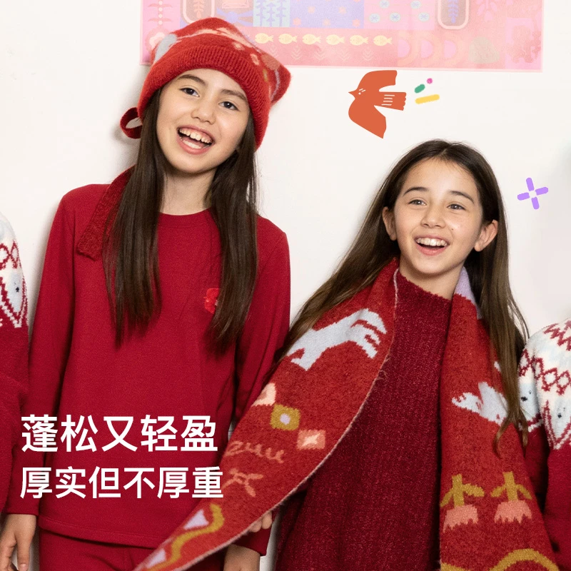 【新年红秋冬保暖必备】likeuu扑扑鸟秋冬保暖帽子围脖披肩红色男女