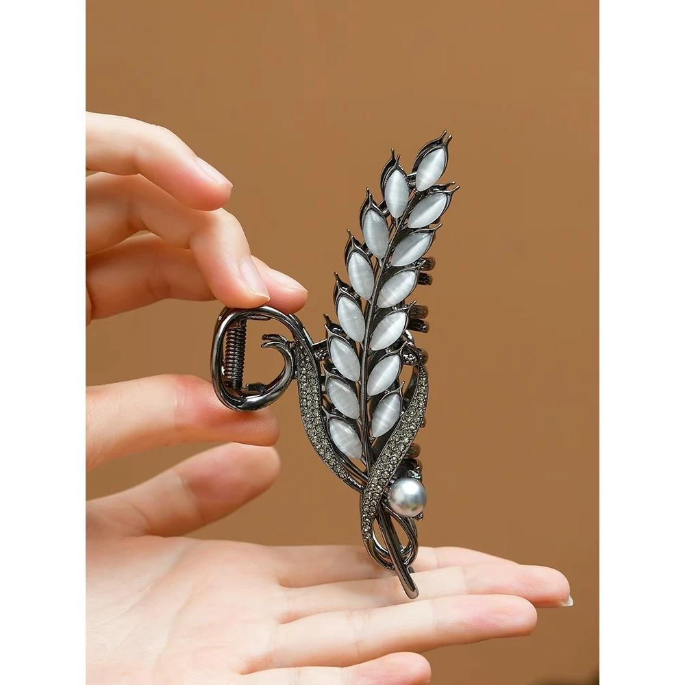 麦穗抓夹优雅发饰猫眼石轻奢大号发卡女新款发夹女后脑勺鲨鱼夹子