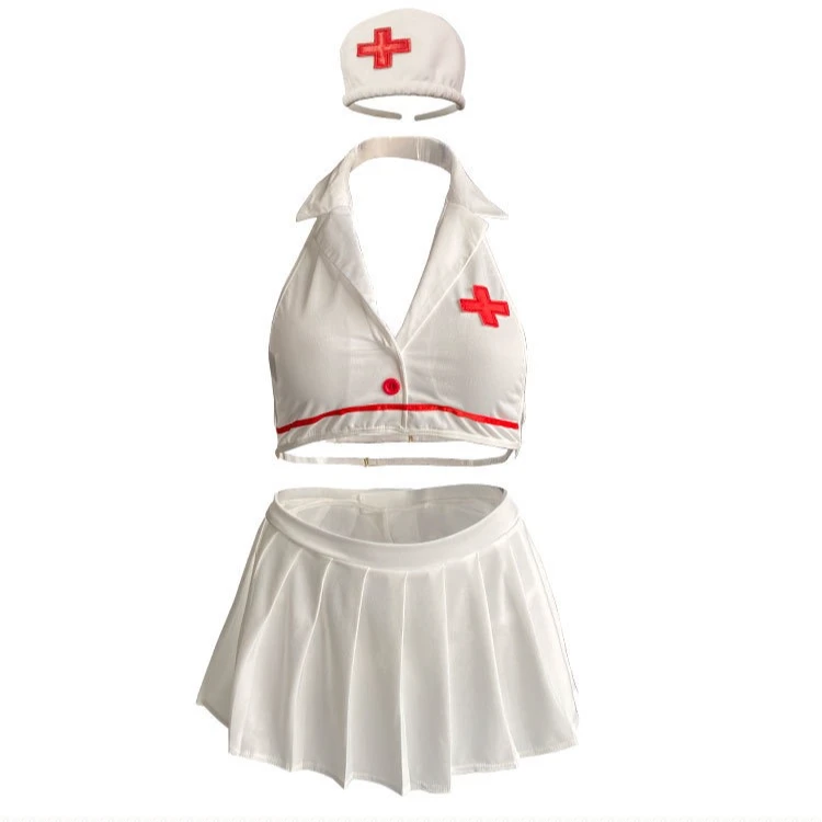 LTT2663 日系白色动漫套装显瘦纯色少女时尚睡裙聚龙无袖睡衣睡裙