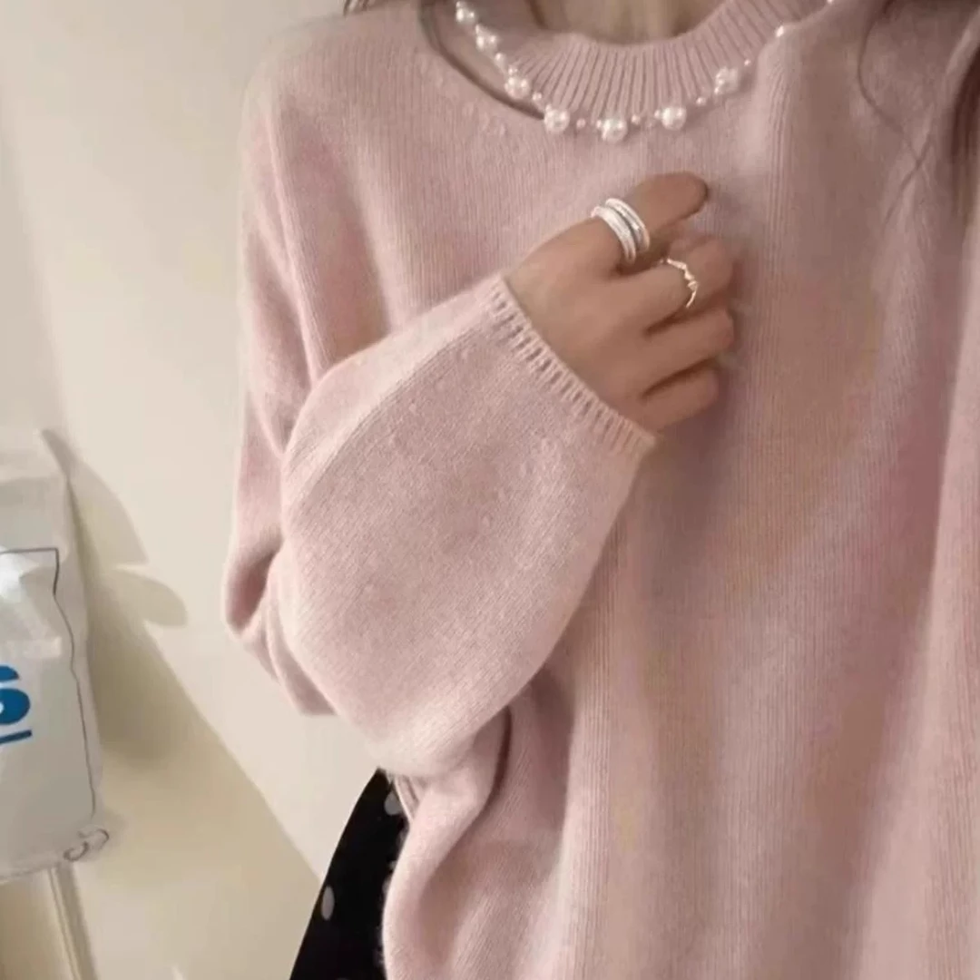 【奶油珍珠】设计感小众珍珠花边针织气质减龄长袖套头毛衣长袖上衣