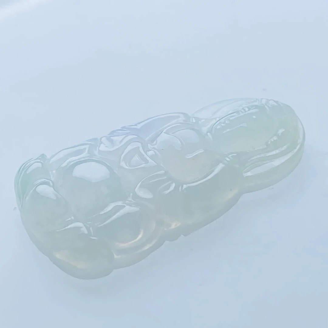 天然缅甸A货翡翠冰种飘花观音吊坠高冰精雕飘绿雕刻冰胶老料经典