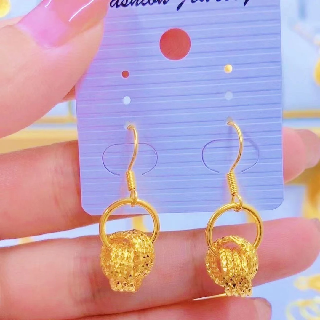 铜合金耳饰 金色潮流时尚百搭环环相扣气质女款耳坠25